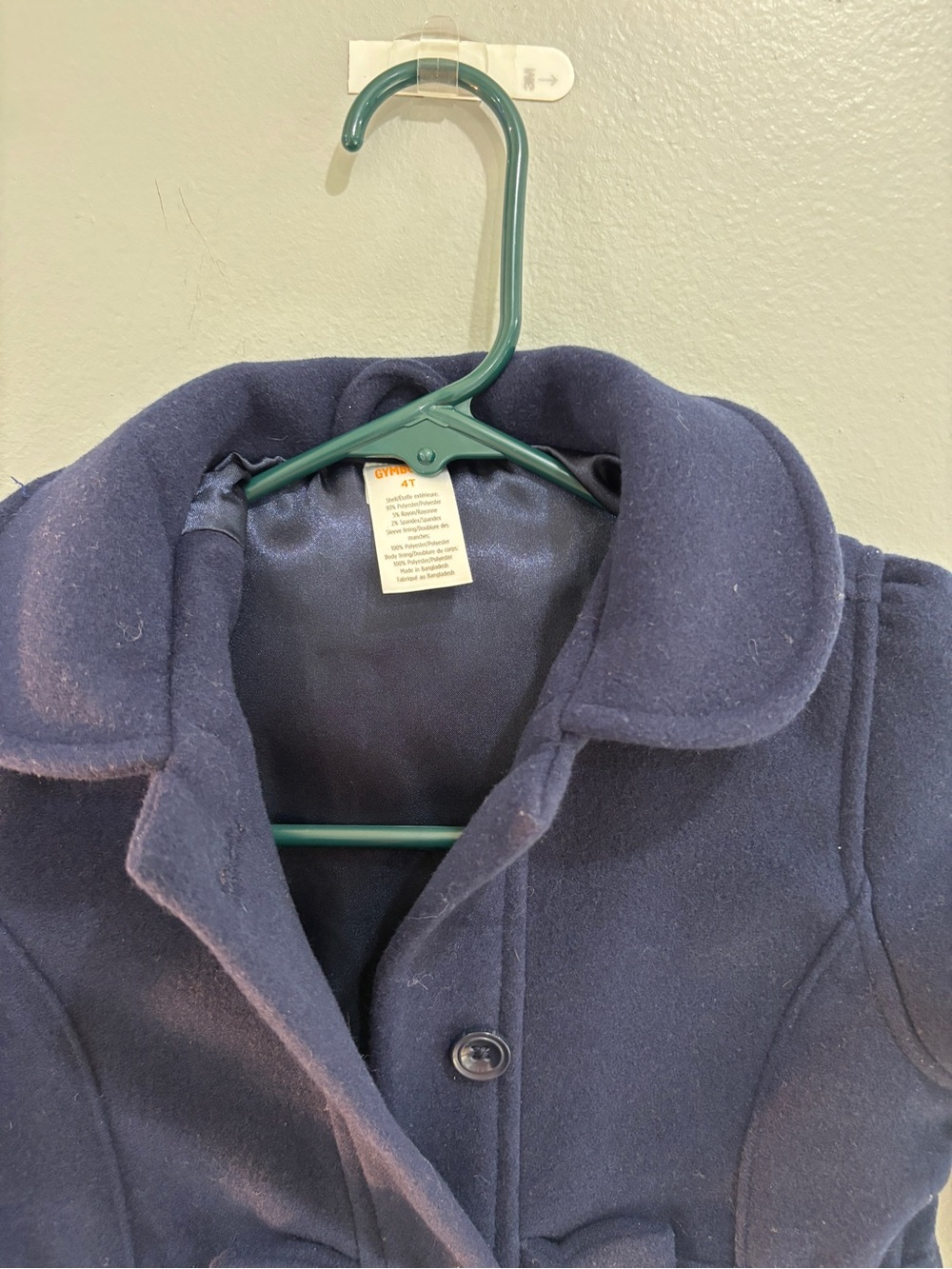 Gymboree Girls Bow Melton Dress Coat - Blue Holiday Dress Coat Pea coat Size 4T - Picture 5 of 8